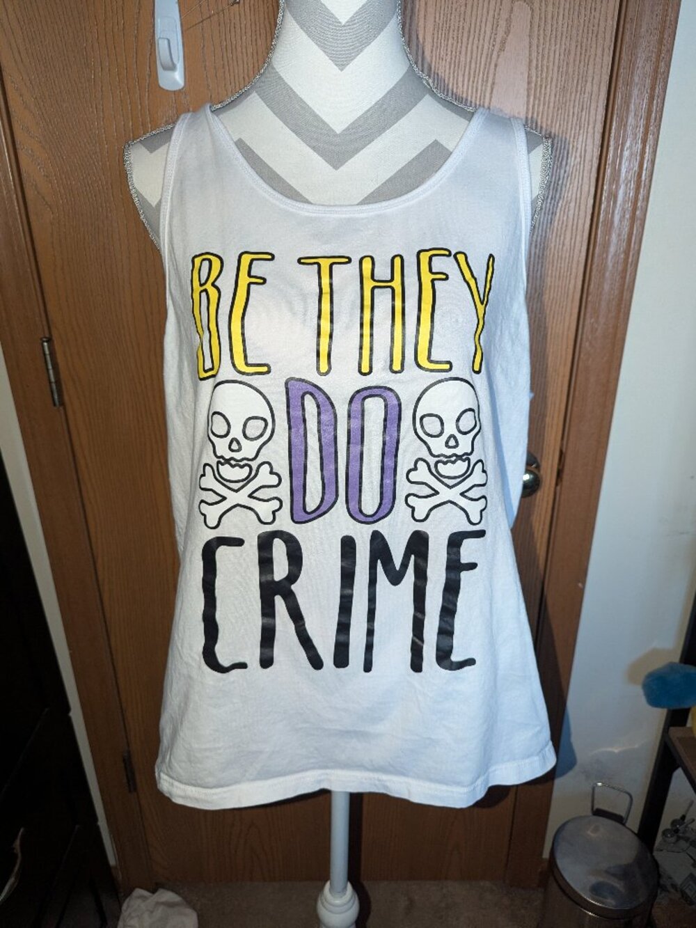 Be They Do Crime Tank Top from LOOKHUMAN, I think L/XL